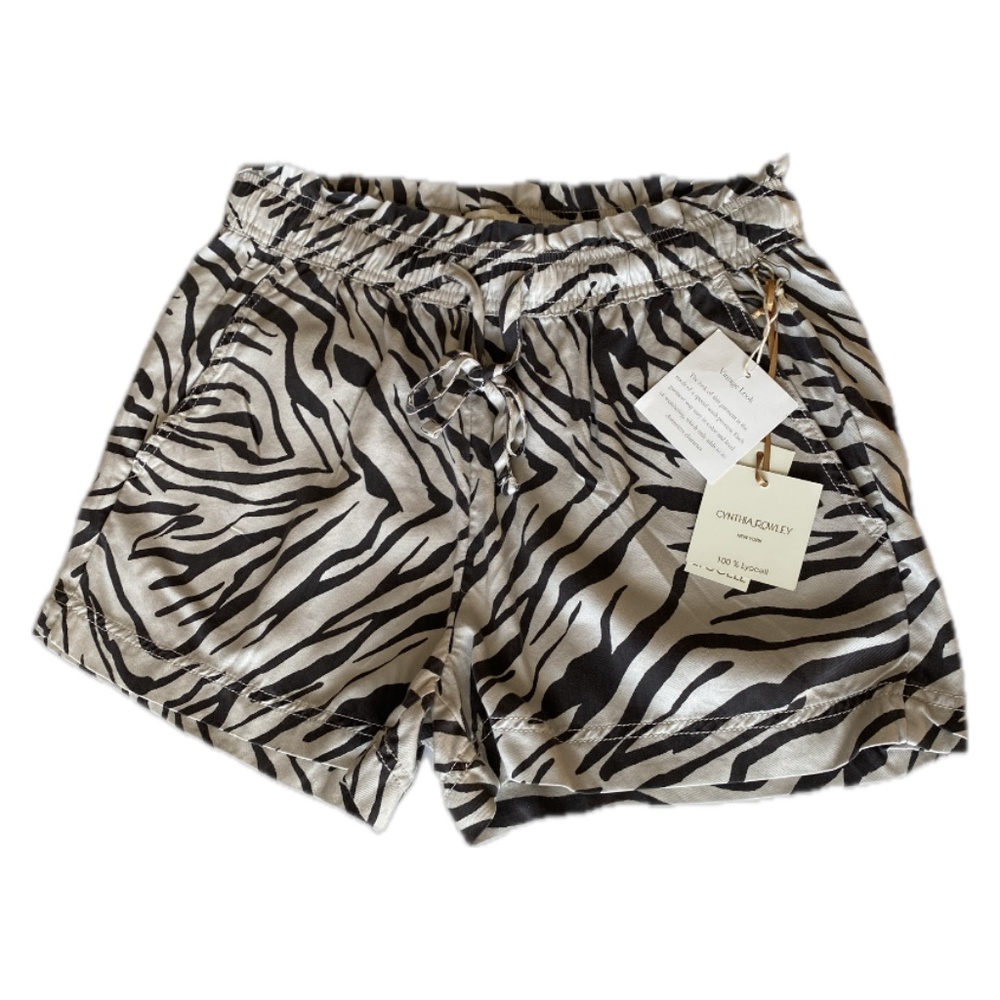 NWT Cynthia Rowley Women's Shorts, Zebra Animal Print Brown & Cream, Size S